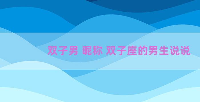 双子男 昵称 双子座的男生说说